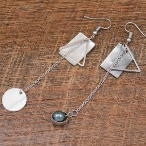 Geometric Mismatched Dangle Earrings